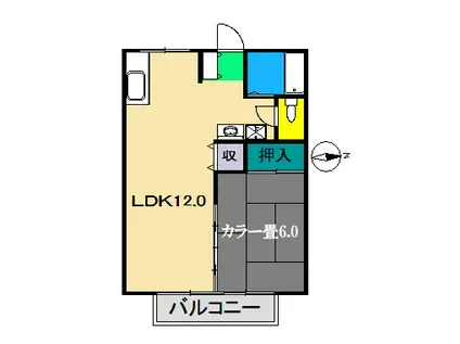 コーポ新田(1LDK/1階)の間取り写真