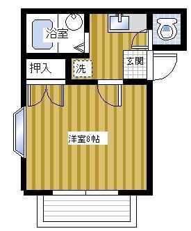 エルヴィーナ宮中F(1K/2階)の間取り写真