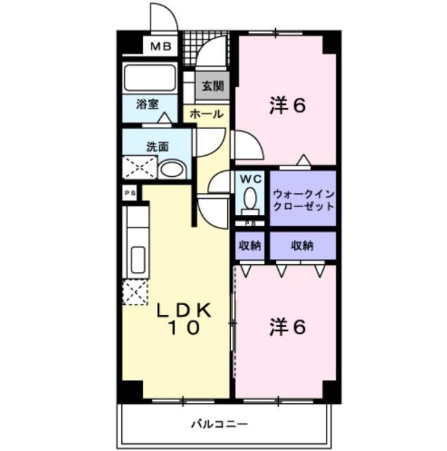 クレールコート(2LDK/2階)の間取り写真