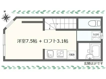 オーパスワン荻窪(ワンルーム/2階)の間取り写真
