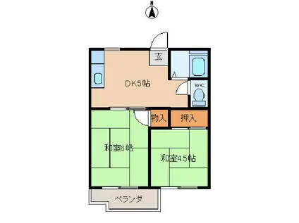 永田ハイツ(2DK/2階)の間取り写真