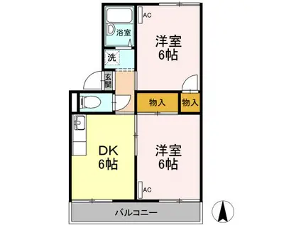セジュール住吉A(2DK/1階)の間取り写真