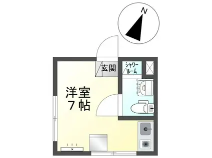 ルーミング白樺(ワンルーム/1階)の間取り写真