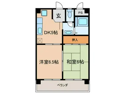 菅北ハイツ(2DK/3階)の間取り写真