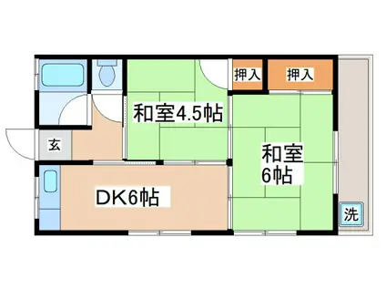 正本アパート(2DK/2階)の間取り写真