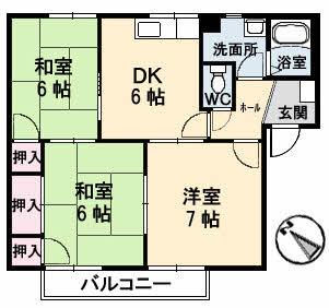 フレグランス三戸 D棟(3DK/2階)の間取り写真