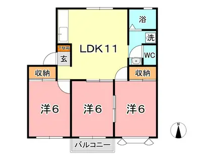 アパートメント明石 A(3LDK/2階)の間取り写真