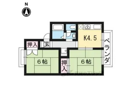 サンサウスヒル竹田(2DK/1階)の間取り写真
