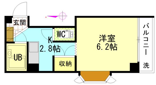 宇品丸八ビル(ワンルーム/3階)の間取り写真
