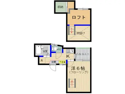 ラフィーネアルブルB棟(1K/2階)の間取り写真