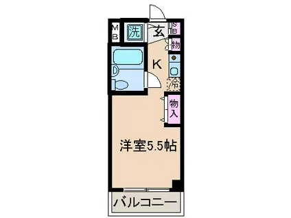 コスモハイム元住吉(ワンルーム/5階)の間取り写真