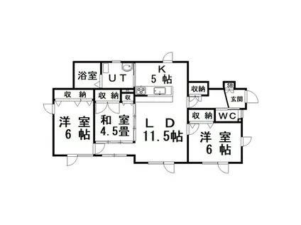 ＪＲ根室本線 釧路駅 バス乗車時間：25分 最寄りバス停で下車 徒歩5分 2階建 築21年(3LDK/1階)の間取り写真