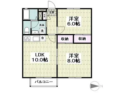 サクラガーデン逗子(2LDK/2階)の間取り写真