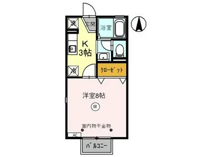 ステージサカヨシ(1K/1階)の間取り写真