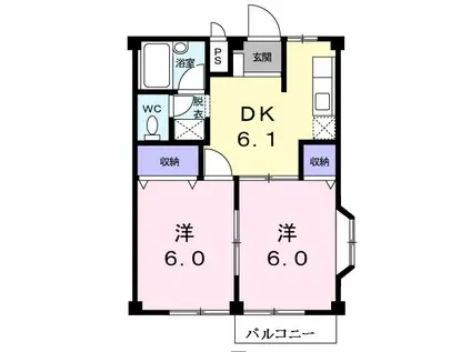 メゾンナカシマ(2DK/2階)の間取り写真
