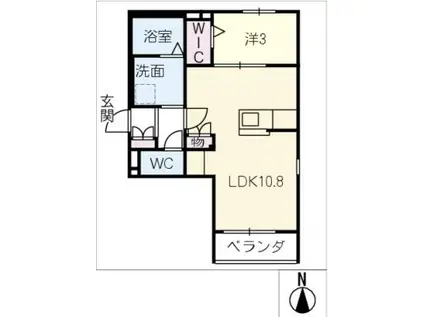 AJ.HIGASHIYAMA(1LDK/2階)の間取り写真