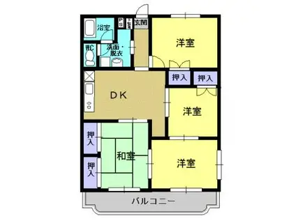 サンハイム飯田(4DK/3階)の間取り写真