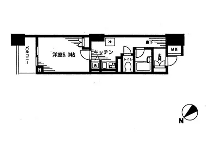 レジディア日本橋馬喰町(1K/3階)の間取り写真