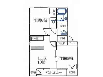 シルクハイツ(2LDK/1階)の間取り写真