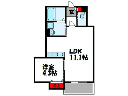 サニーガーデン古賀(1LDK/1階)の間取り写真