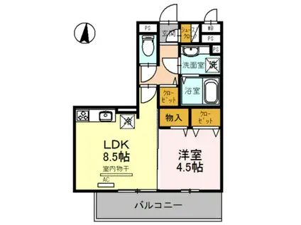 サンライズ湊II(1LDK/3階)の間取り写真