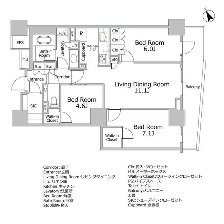 ザ・パークハウス三田ガーデン レジデンス&タワー 11階階 間取り