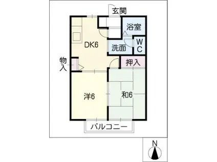 ラ・プランタン A棟(2DK/2階)の間取り写真