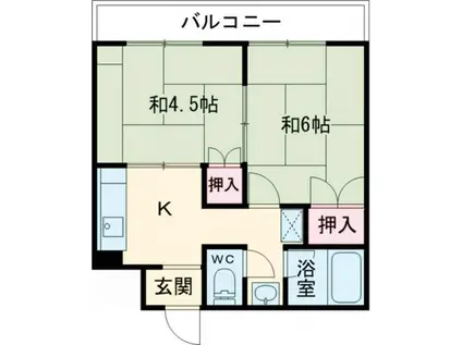 ヴィラ扇(2K/5階)の間取り写真