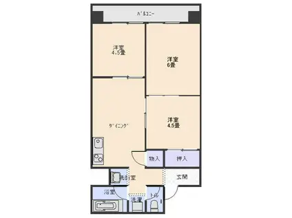 立町サンハイツ(3DK/2階)の間取り写真