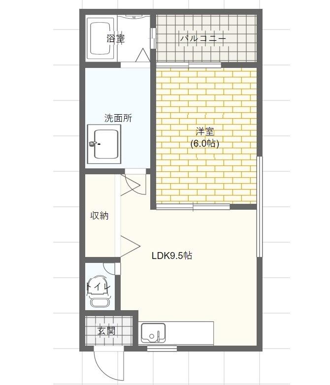 たくみマンション(1LDK/3階)の間取り写真