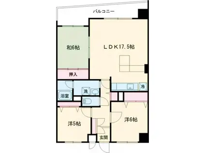 朝日プラザ若松広路(3LDK/5階)の間取り写真