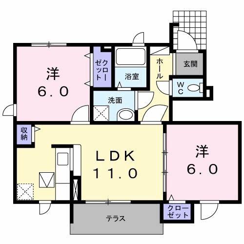 ブルージュB(2LDK/1階)の間取り写真