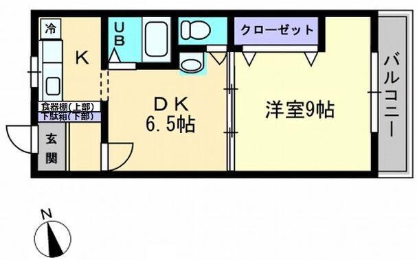 宮脇第8マンション(1DK/1階)の間取り写真