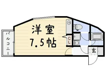 コンドミニアム北九大前(ワンルーム/2階)の間取り写真