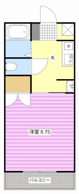 ウィンB(1K/1階)の間取り写真
