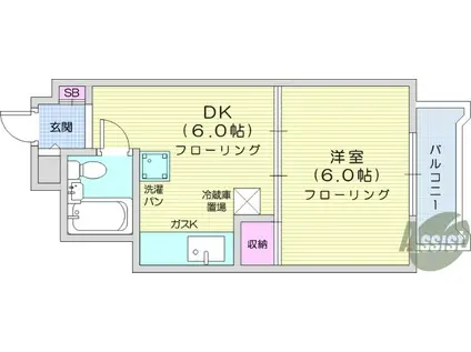 チサンマンション第2仙台(1DK/10階)の間取り写真
