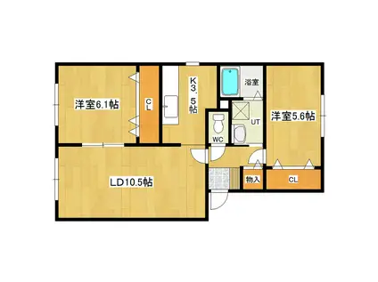 インディー(2LDK/2階)の間取り写真