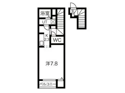 ノルウェーの森(1K/2階)の間取り写真