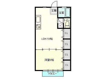 エレガンス桑野(1LDK/1階)の間取り写真