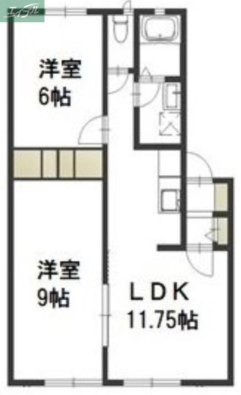 ベルリード平野A(2LDK/1階)の間取り写真