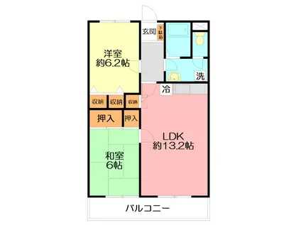 セレス岩原(2LDK/1階)の間取り写真