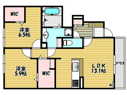 MASION CALME I(2LDK/1階)の間取り写真