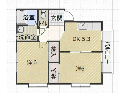 コーポサンフラワー(2K/2階)の間取り写真