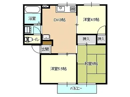 ドミール周陽(3DK/1階)の間取り写真