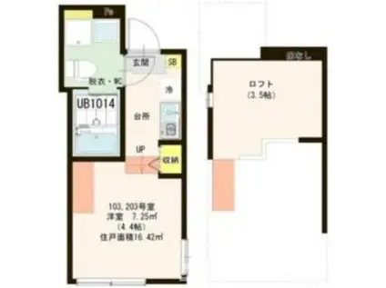 VERGER五反野(ワンルーム/1階)の間取り写真