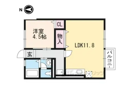 葉山ハイツ(1LDK/2階)の間取り写真
