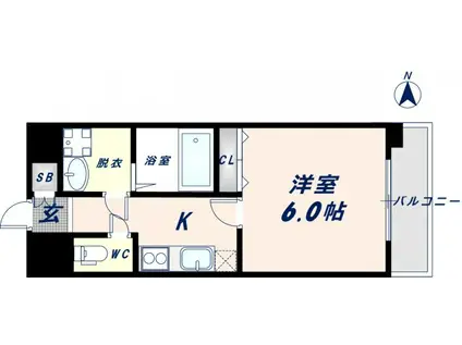グランシス高井田(1K/15階)の間取り写真