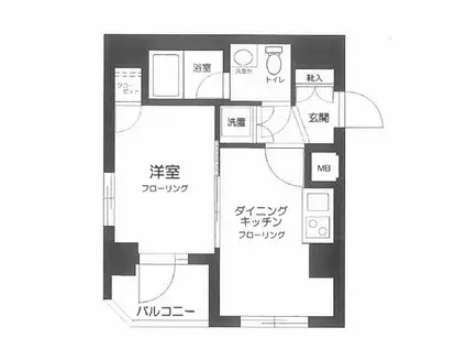 エスコートノヴェル用賀(1DK/2階)の間取り写真