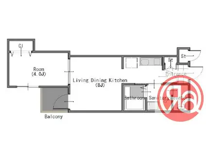 モアナ鷹合(1LDK/2階)の間取り写真