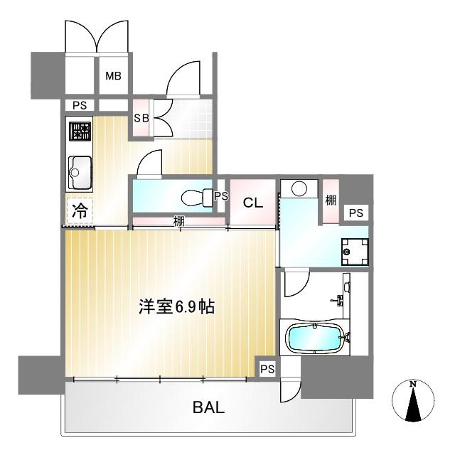 レジディア神戸元町(1K/3階)の間取り写真